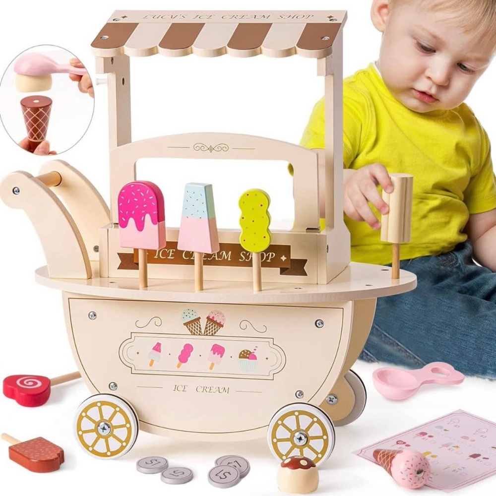 NEW IN BOX Ice Cream Cart for Toddlers - Wooden Ice Cream Truck